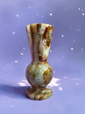 Vintage Heavy Onyx / Alabaster Stone Vase
